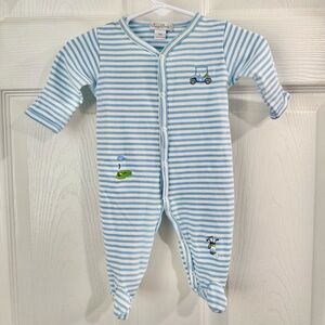 NWOT Kissy Kissy Blue and White Striped Golf Sleepsuit
